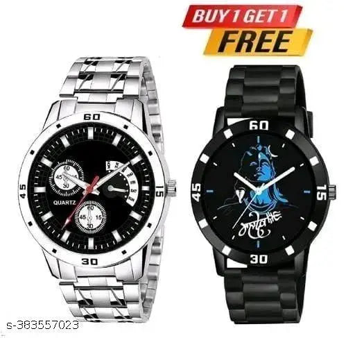 Analog Watch With Bracelet Combo For Men & Boys Watch Black Color New Model