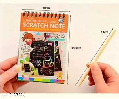 NIARA ENTERPRISES Small Scratch book Drawing Painting Sketching Rainbow Magic Paper Kid Multicolor Sketch Pad  , 40 Sheets, 4 Wooden Stylus Stick  (Pack of 4)