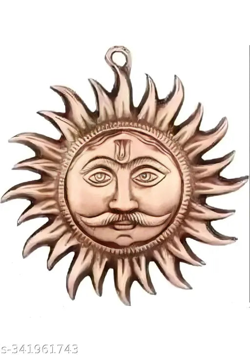 Sun Face Wall Hanging, Sun Idol Face for Positivity at Home & Office Copper Brown Color, Sun Wall Hanging Lord Sun Idol Suraj surya / Sun Face Wall Hanging Idols for Puja Sun Mask rishing Sun face Murti Statue Brass Decorative Showpiece