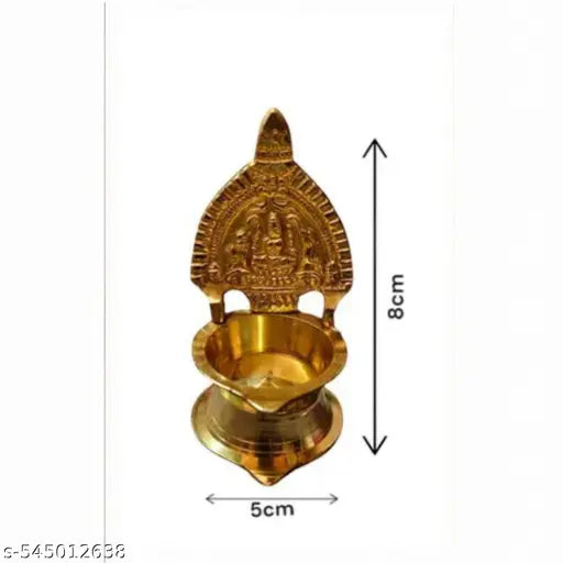 Brass Kamakshi Singhasan Diya for Pooja | Laxmi Lotus Throne Brass Diya (Height 8.8 cm)For Diwali Decoration, Puja