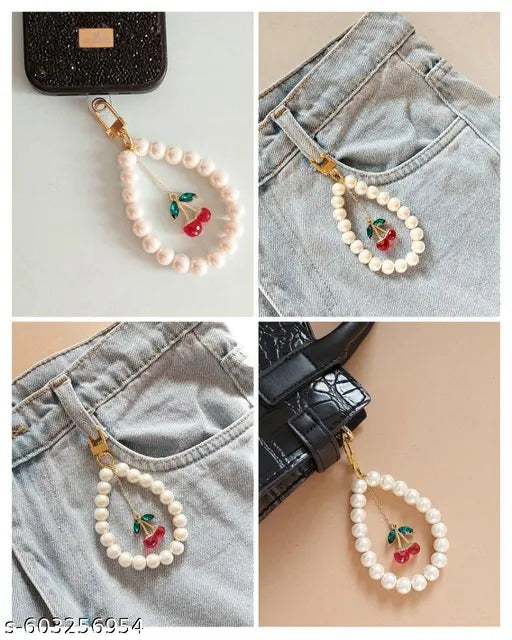 Gold Bow Pearl Clear Phone Case + Pearls Wristlet | Phone Charms | iPhone Cases Charms | Pearl Wristlet | Charms Beads | Seen on Emily in Paris Netflix