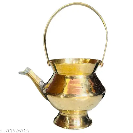 Bhabani Antique Shop Brass Kalash | Kamandulu | Pital Komndol | Lota Kamandal Small Size For Rituals ( Brass 7 cm )