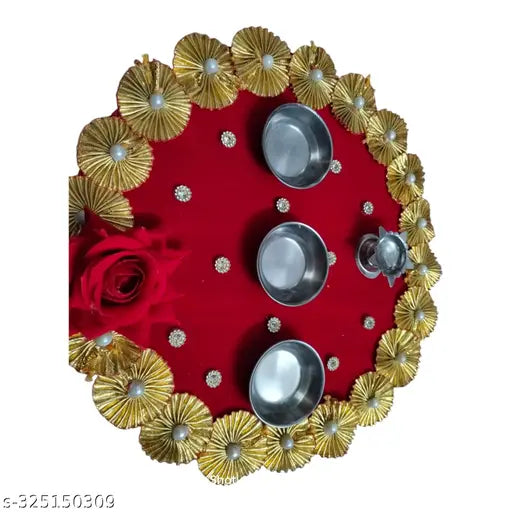 Mamta collection Rajasthani Handicrafts Pooja Thali Set for Home nd Office | Decorative Pooja Thali for Festival and Gifting | Aarti Thali | Puja Thali for Home Temple|  (Pack of 1)