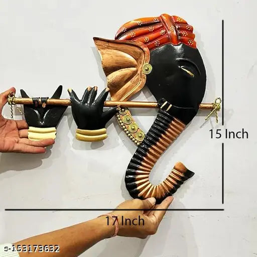Handicrafy Ganesha Playing Flute Basuri Iron Made Wall Art,  Decor & Hangings