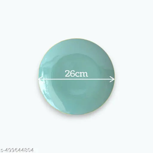 Round Serving Full Dinner Plates Set for Kitchen | Kitchen Utensils Breakfast Lunch Decorative Serving Set of 2 Sea Green |  Ceramic Dinner Plate Combo, 10 Inch Glossy (Set of 2, Large) |