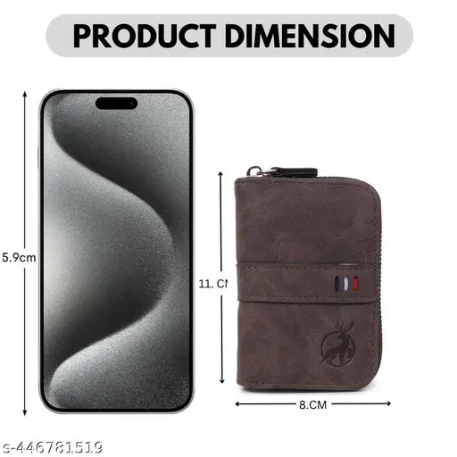 PU Leather 9-Slot with 2 Cash Compartments and Zipper Closure Credit/Debit/ATM Card Holder for Men & Women (Coffee)
