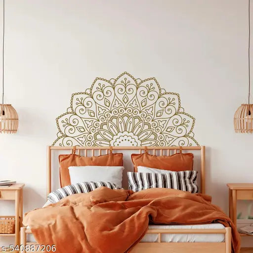 110 cm Mandala in Half Design Wall Decor Wall Sticker Self Adhesive Sticker (Pack of 1)