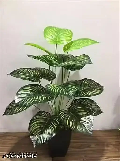 Artificial fake trees Maniplant Palm Plant 12 Leeves Without Pot ( 45cm.) Home Decoration for living room items for Bedroom decor, balcony Decoration Office Decoration Items Premium Artificial Big Green Decorative Plant with Pot | Indoor & Outdoor Home Dé