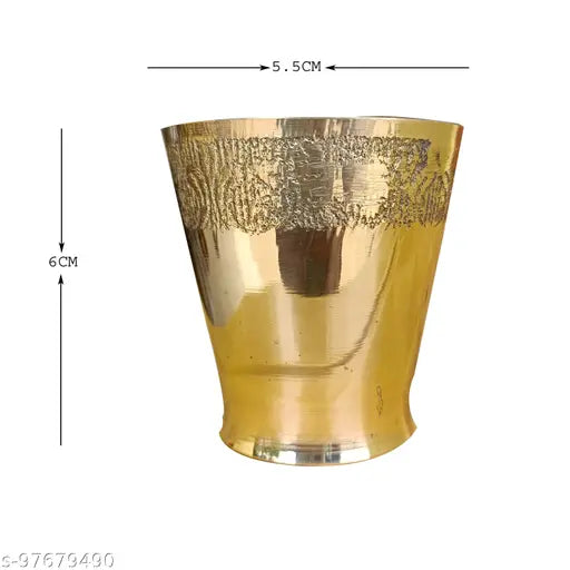 Craft World  Brass Panch Patra Glass with Naga Spoon, Panchapatra Set for Serve Secread/Holy Water, for Poojan Purpose. puja articles