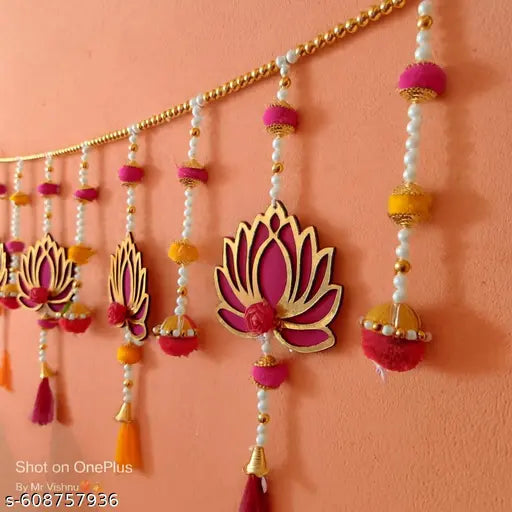 RS CRAFT-- Traditional Lotus-- Hangings Toran for Home Decor, Backdrop, Housewarming, Puja Lotus--, Mandir Decor, Diwali Decor, Lakshmi Ganesh- pooja Decor
