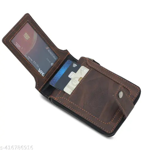 BULLFINCH Casual/Trendy Round Zipper Men's Purse With RFID Protected