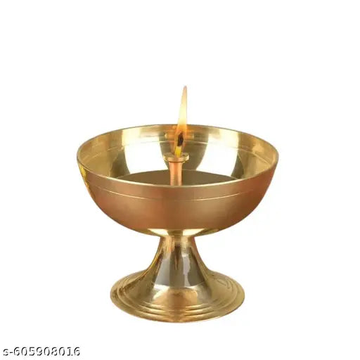 SriMaa Ventures Premium Brass Pyali Akhand Diya with Heat-Resistant Glass Chimney for Home Mandir, Aarti, Navratri,  Spiritual Celebrations
