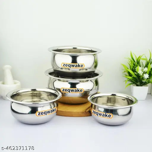 Stainless Steel Handi Set Tope /   Tapeli /  Cookware Set Handi (4 Pieces, 1500ml,1000ml,750ml,500ml)