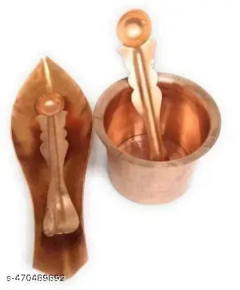 Anchmani and Panchpatra Combo Set for Puja Copper  (Brown)
