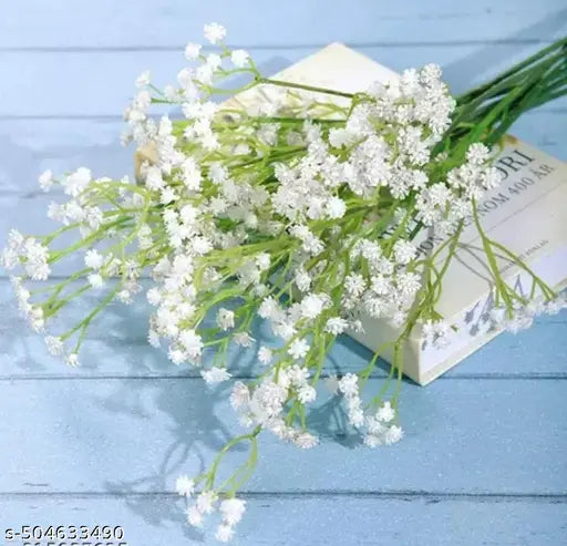 4 Pcs Artificial Baby’s Breath Flowers | Gypsophila Bouquet for Home Decor, Bedroom, Balcony, Garden & Wedding Décoration