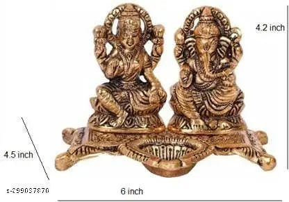 Laxmi Ganesh Diya Idol Set For Home,Temple,Office And Gifting Purpose Luck, Happiness and Prosperity L-B-H-15x11x10 cm
