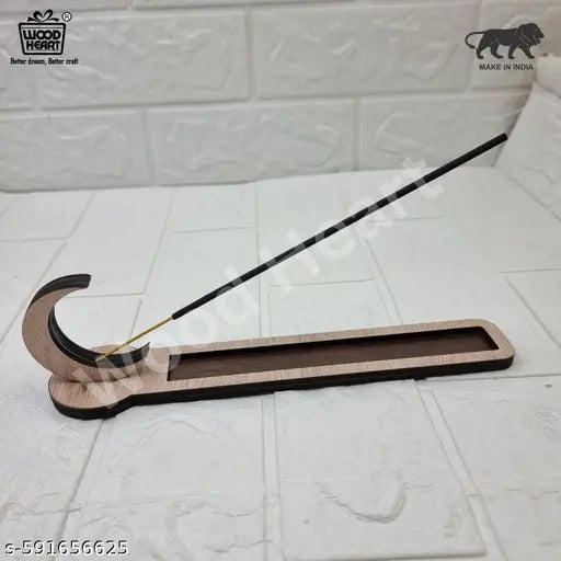 Wood Heart Wooden Incense Holder Stand for Agarbatti – Handcrafted Crescent Moon Design Agarbatti Stand | Wooden Dhoop Batti Holder for Puja, Meditation, Yoga, Relaxation, Spiritual Home Décor | Ash Catcher for Clean Surroundings | Durable & Stylish Agarb