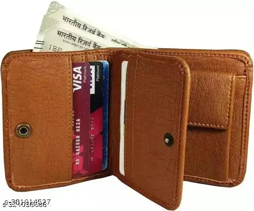 Men Tan Artificial Leather Wallet - Regular Size (5 Card Slots)