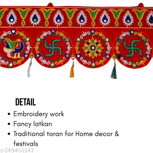Traditional Swastik Round Embroidered Toran | Ethnic Bandhanwar for Main Door Decoration