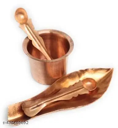 Anchmani and Panchpatra Combo Set for Puja Copper  (Brown)