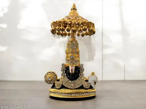 God Balaji white multistone with umbrella statue for car dashboard