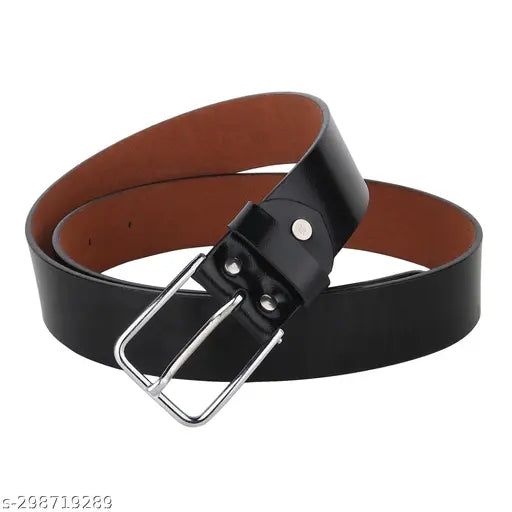 COMBO OF 2 SHOPBREAK Men's Black Formal & Casual Artificial Leather Belts