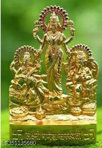 HaridwarDivine | Goddess Laxmi Ganesh Saraswati || Metal Ganesh Laxmi Saraswati Murti Statue Idol in Metal  for Diwali Puja | Temple | Prosperity.