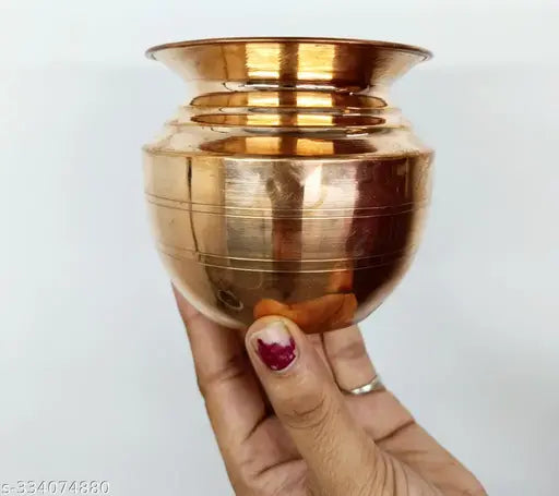 Copper Lota,Kalash, Voll- 350 ML Handmade Indian Copper Kalash, Kalash Lota for Festival Puja Pack of 1