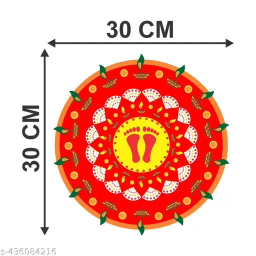 Decal Shop beautiful colorful four rangoli set for diwali decoration wall sticker (30 cm x 30 each, pack of 4)_25