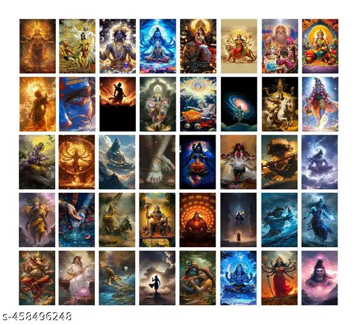 Hindu Mythology Poster Card Set – 40 Divine Prints Size-A6