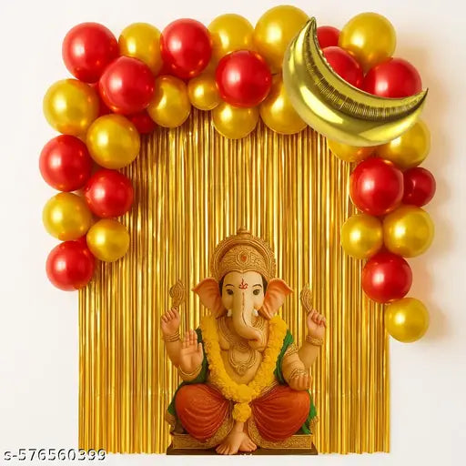 Party Box Ganesh Chatturthi Balloon Decoration (Ganpati Murti Not Included)