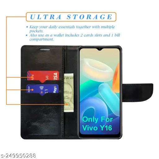 MyFlips Aquamarine Dot Flip Cover for Vivo Y16| Leather Finish|Shock Proof|Magnetic Clouser Compatible with Vivo Y16(Aquamarine Green)