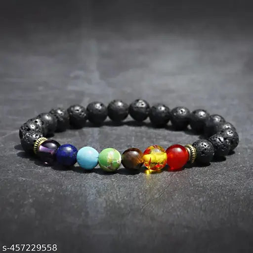 7 Chakra Healing Bracelet with Real Gemstone Bead in PURE Sterling Silver Elements Reiki Crystal Healing Men and Women
