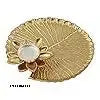 Gallery Lotus Leaf Metal Round Plate for Home/Pooja with Tealight Candle/Diya Holder (Golden; Diameter - 8 Inch)