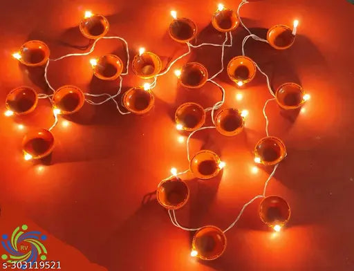 Sprqcart  Pack of 1 Brown diya 14 diya led light