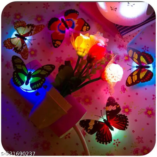 5 Pcs 3D Butterfly LED Night Lamp – Colorful Wall Light for Bedroom, Living Room, Kids Room & Lobby Decor | Battery Operated Decorative Night Light