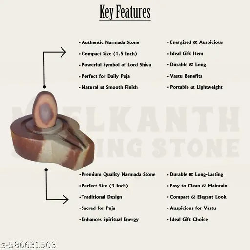 Narmadeshwar Shivling Idol | Stone 1.5 Inch Shivling with 3 Inch Base | Handmade Puja Idol | Lord Shiva Statue | Mandir Decor Gift | Religious & Spiritual Home Temple Decoration