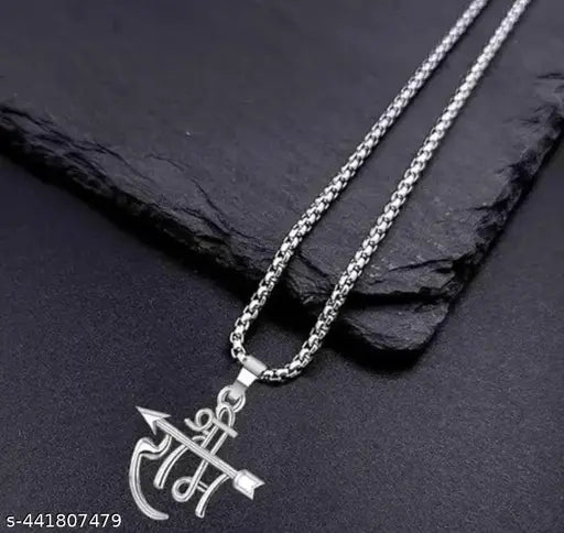 Trending stylish new designer silver plated religious lord shree RAM locket with ball chain pandent Necklace for boys/mem and girls/women