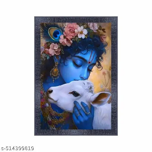 VK Craft Creations Wall Art of Baby Krishna – Textured 9 x 12 Inch Framed Religious Painting with Custom Inspirational Quote – Ideal for Home and Office Décor, Perfect Spiritual Gift