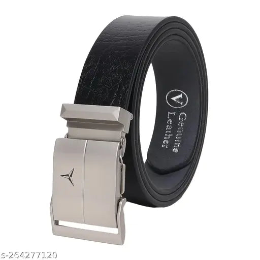 SUNSHOPPING Men's Formal Black Auto Lock Buckle Genuine Leather Belt