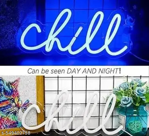 PFH Home Wall Decor Chill Name Plate Neon Light Name Plate Wall Decoration Use For Home Temple Office Shop Restaurant Cafe Club Baar Spa Cill Name Plate Wall Night Light Decorative Light