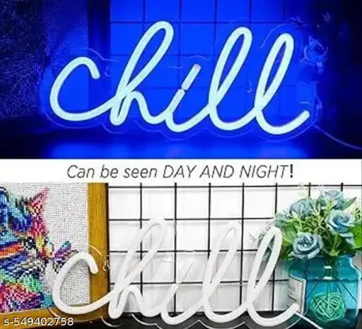 PFH Home Wall Decor Chill Name Plate Neon Light Name Plate Wall Decoration Use For Home Temple Office Shop Restaurant Cafe Club Baar Spa Cill Name Plate Wall Night Light Decorative Light