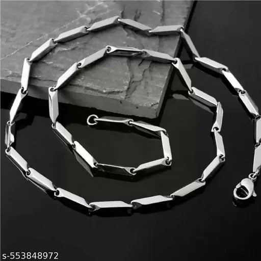 Crazy Fashion Clasic Design Rice Chain Silver Stainless Steel Chain for Men & Boys | Fashion Accessory | Gift for Him | Rice Chain | Men's Jewelry | Daily Wear Jewelry |