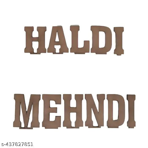 ChoiceHub Haldi & Mehndi Ceremony MDF Platter Combo | 28 cm Round Tray with Letter Cutouts | Indian Wedding Decoration Plate | Customizable Tray for Art & Craft