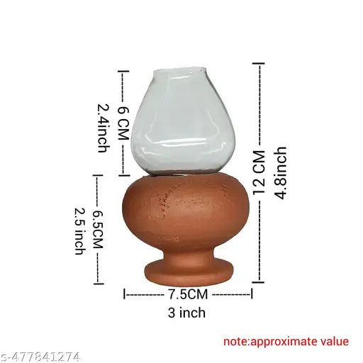Chimney Lamp with glass |Small Chimney diyas for pooja | Diyas for home decoration diwali | Lamp Glass save it from wind | Clay Oil Lamp Small size.(piece of 1)