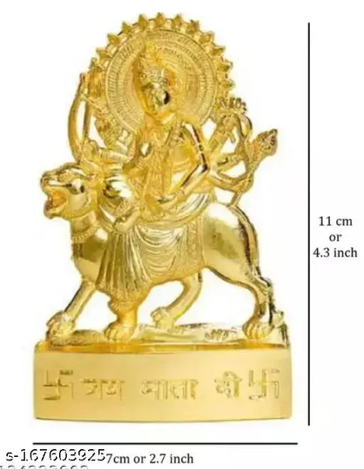 Traditional Handmade Brass MATA Durga/Maa Ambe Murti idol for Home-Office Decor-Car Dashboard