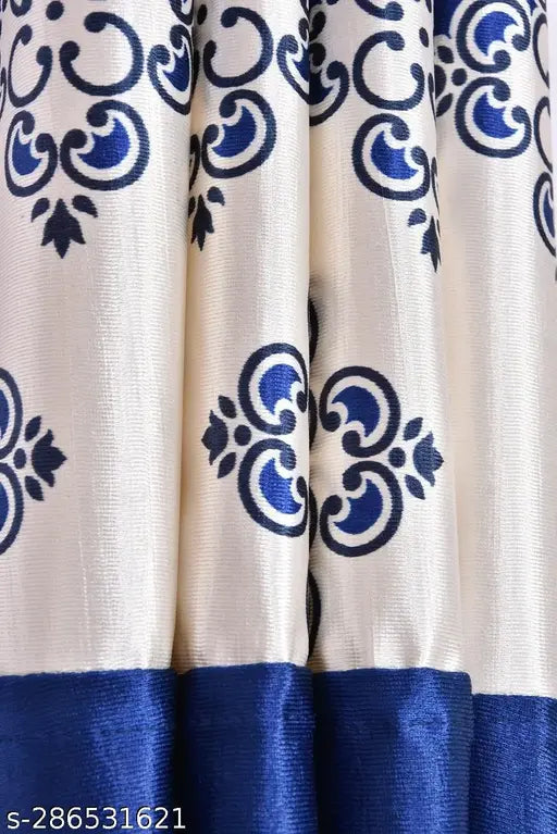 Shree Radha Creation Box Patch Polyester Semi Transparent Long Door Curtain (Pack Of 2)