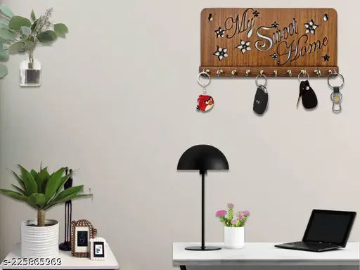 World Wide Kart My Sweet Home Wooden Key Holder for Home, Kitchen, Office, PG, School, College, Hostel, Hotel Decoration, Key Hooks for Wall Decor Wall Mounted Stand Keys Hanger for Office Decoration