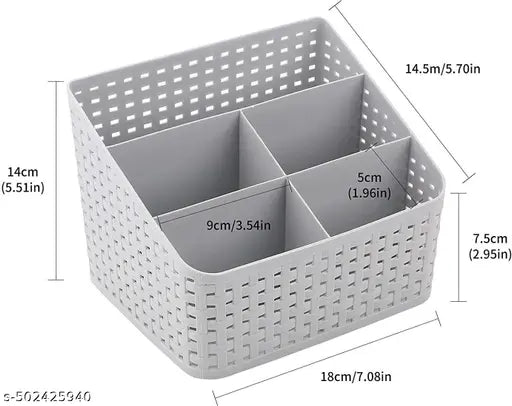 Plastic Storage Basket Stationery Holder 5 Compartments Desktop Pen Stand Office Supplies Bathroom Shower Makeup Organizer  Box Caddy Cosmetic Accessories  GRAY COLOUR
