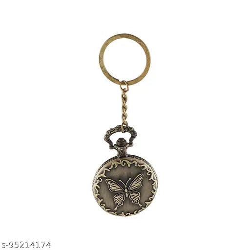 Trendy Men Gold Metal Pocket Watch Keychain (Pack-1)
